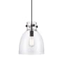 Innovations Lighting Newton Bell 10" Wide Pendant Matte Black / Clear