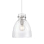 Innovations Lighting Newton Bell 10" Wide Pendant Satin Nickel / Clear