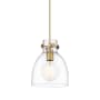 Innovations Lighting Newton Bell 8" Wide Mini Pendant Brushed Brass / Clear