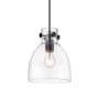 Innovations Lighting Newton Bell 8" Wide Mini Pendant Matte Black / Clear