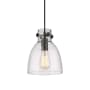 Innovations Lighting Newton Bell 8" Wide Mini Pendant Matte Black / Seedy