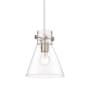 Innovations Lighting Newton Cone 8" Wide Mini Pendant Satin Nickel / Clear