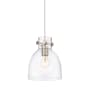 Innovations Lighting Newton Bell 8" Wide Mini Pendant Satin Nickel / Clear