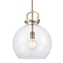 Innovations Lighting Newton Sphere 14" Wide Pendant Brushed Brass / Clear
