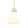 Innovations Lighting Newton Bell 14" Wide Pendant Brushed Brass / Matte White