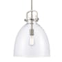Innovations Lighting Newton Bell 14" Wide Pendant Satin Nickel / Clear