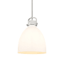 Innovations Lighting Newton Bell 14" Wide Pendant Satin Nickel / Matte White