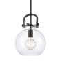 Innovations Lighting Newton Sphere 10" Wide Suspension Pendant Matte Black / Clear