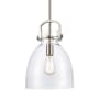 Innovations Lighting Newton Bell 10" Wide Pendant Satin Nickel / Clear