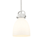 Innovations Lighting Newton Bell 10" Wide Pendant Satin Nickel / Matte White