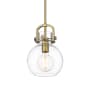 Innovations Lighting Newton Sphere 8" Wide Mini Pendant Brushed Brass / Clear