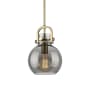 Innovations Lighting Newton Sphere 8" Wide Mini Pendant Brushed Brass / Plated Smoke