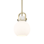 Innovations Lighting Newton Sphere 8" Wide Mini Pendant Brushed Brass / Matte White
