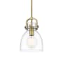 Innovations Lighting Newton Bell 8" Wide Suspension Mini Pendant Brushed Brass / Clear