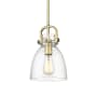 Innovations Lighting Newton Bell 8" Wide Suspension Mini Pendant Brushed Brass / Seedy