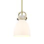 Innovations Lighting Newton Bell 8" Wide Suspension Mini Pendant Brushed Brass / Matte White