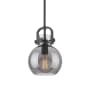 Innovations Lighting Newton Sphere 8" Wide Mini Pendant Matte Black / Plated Smoke