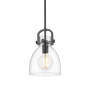 Innovations Lighting Newton Bell 8" Wide Suspension Mini Pendant Matte Black / Clear