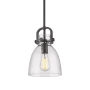 Innovations Lighting Newton Bell 8" Wide Suspension Mini Pendant Matte Black / Seedy
