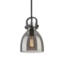 Innovations Lighting Newton Bell 8" Wide Suspension Mini Pendant Matte Black / Plated Smoke