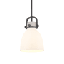Innovations Lighting Newton Bell 8" Wide Suspension Mini Pendant Matte Black / Matte White