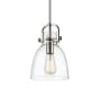 Innovations Lighting Newton Bell 8" Wide Suspension Mini Pendant Polished Nickel / Clear