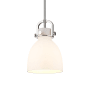 Innovations Lighting Newton Bell 8" Wide Suspension Mini Pendant Polished Nickel / Matte White