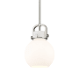Innovations Lighting Newton Sphere 8" Wide Mini Pendant Satin Nickel / Matte White