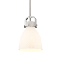 Innovations Lighting Newton Bell 8" Wide Suspension Mini Pendant Satin Nickel / Matte White