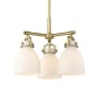 Innovations Lighting Newton Bell 3 Light 20" Wide Pendant Brushed Brass / Matte White