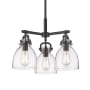 Innovations Lighting Newton Bell 3 Light 20" Wide Pendant Matte Black / Clear