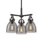 Innovations Lighting Newton Bell 3 Light 20" Wide Pendant Matte Black / Plated Smoke