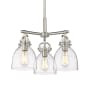 Innovations Lighting Newton Bell 3 Light 20" Wide Pendant Satin Nickel / Clear