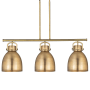 Innovations Lighting Newton Bell 3 Light 42" Wide Linear Pendant Brushed Brass / Brushed Brass