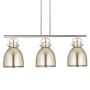 Innovations Lighting Newton Bell 3 Light 42" Wide Linear Pendant Satin Nickel / Satin Nickel