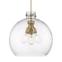 Innovations Lighting Newton Sphere 3 Light 18" Wide Pendant Brushed Brass / Clear