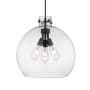 Innovations Lighting Newton Sphere 3 Light 18" Wide Pendant Matte Black / Clear