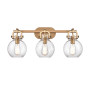 Innovations Lighting Newton Sphere 3 Light 27" Wide Vanity Light Brushed Brass / Clear