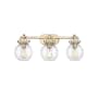 Innovations Lighting Newton Sphere 3 Light 27" Wide Vanity Light Brushed Brass / Seedy