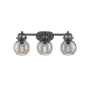 Innovations Lighting Newton Sphere 3 Light 27" Wide Vanity Light Matte Black / Plated Smoke