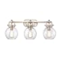 Innovations Lighting Newton Sphere 3 Light 27" Wide Vanity Light Satin Nickel / Clear