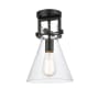 Innovations Lighting Newton Cone 8" Wide Semi-Flush Ceiling Fixture Matte Black / Clear