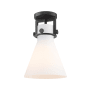 Innovations Lighting Newton Cone 8" Wide Semi-Flush Ceiling Fixture Matte Black / Matte White
