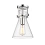 Innovations Lighting Newton Cone 8" Wide Semi-Flush Ceiling Fixture Polished Nickel / Clear