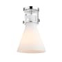 Innovations Lighting Newton Cone 8" Wide Semi-Flush Ceiling Fixture Polished Nickel / Matte White