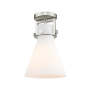 Innovations Lighting Newton Cone 8" Wide Semi-Flush Ceiling Fixture Satin Nickel / Matte White