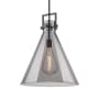 Innovations Lighting Newton Cone 18" Wide Pendant Matte Black / Plated Smoke