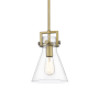 Innovations Lighting Newton Cone 8" Wide Mini Pendant Brushed Brass / Clear