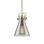 Innovations Lighting Newton Cone 8" Wide Mini Pendant Brushed Brass / Plated Smoke