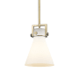 Innovations Lighting Newton Cone 8" Wide Mini Pendant Brushed Brass / Matte White